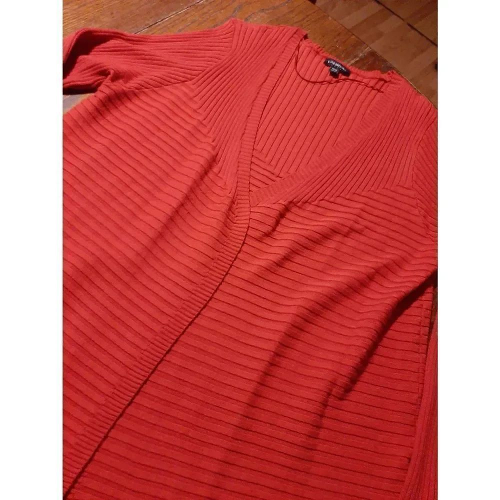 Size 14/16 Lane Bryant Orange Rust Ribbed Long Sleeve Knit Sweater Cardigan